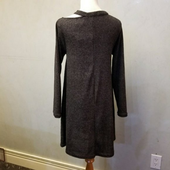 NWT Cotton Emporium sweater open neckline gray mini A-line dress size S (299) - Picture 8 of 12